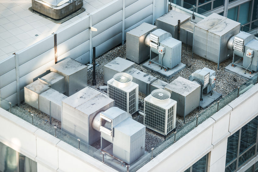 Air condition system on the building roof toop